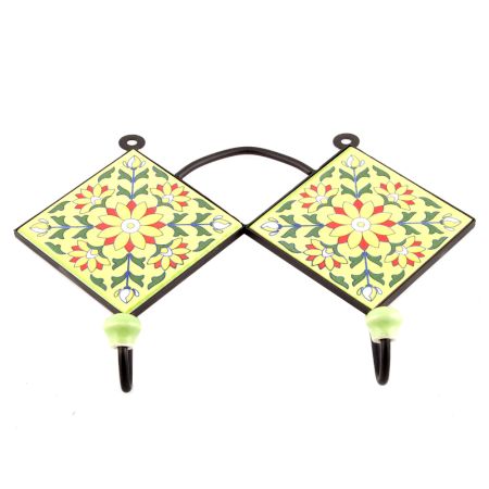 Forest Green And Yellow Sun Flower Tiles Hooks